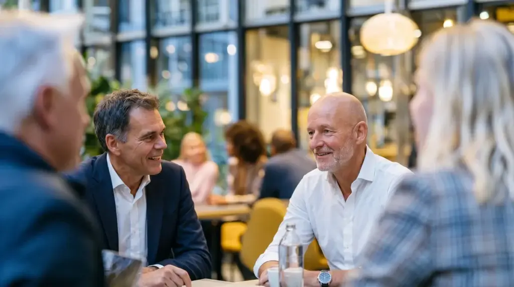John en Martin in gesprek aan tafel
